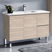 Vitrus 1200mm Oak Freestanding Single Vanity with 50mm Stone Countertop & Undermount Basin